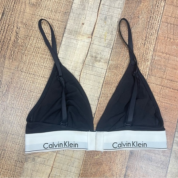 CALVIN KLEIN Small Cotton Logo Triangle Bra Bralette Casual Solid - Picture 2 of 6
